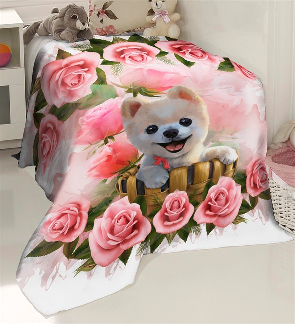 ПЛЕД ФЛИСОВЫЙ "ЩЕНОК В РОЗОЧКАХ" - фото 10105