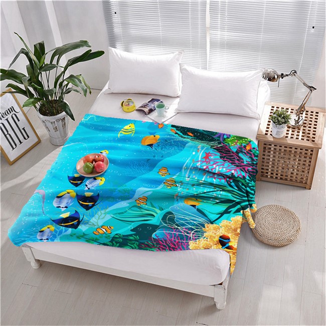 ПЛЕД ФЛИСОВЫЙ ""МОРСКАЯ ЖИЗНЬ - фото 10137