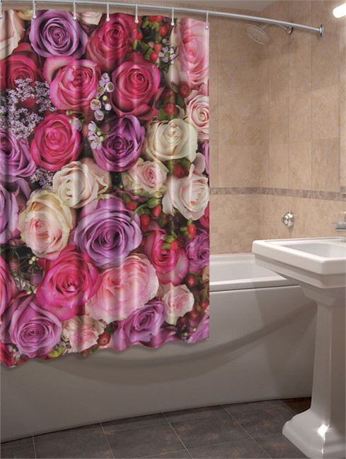 ФОТО ШТОРЫ ДЛЯ ВАННОЙ "С РОЗАМИ" - фото 10260