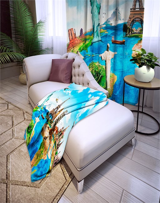 ПЛЕД ФЛИСОВЫЙ "ВОКРУГ СВЕТА" - фото 10725