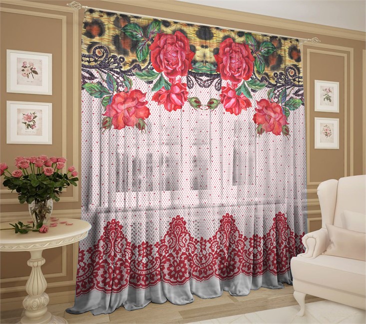 ФОТОТЮЛЬ "ГРАВЮРА КРАСНЫЙ" - фото 11240