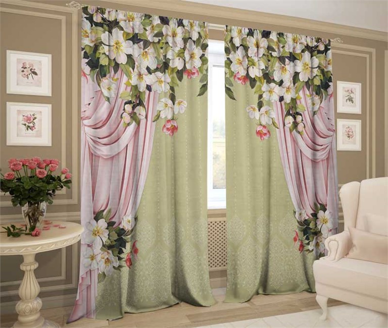 фотошторы "ДЕФИЛЕ ОЛИВКОВЫЙ"   - фото 11365