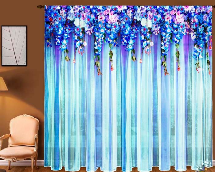 ФОТОТЮЛЬ "ЛАМБРЕКЕН ИЗ ЦВЕТОВ (СИНИЙ)" - фото 4689