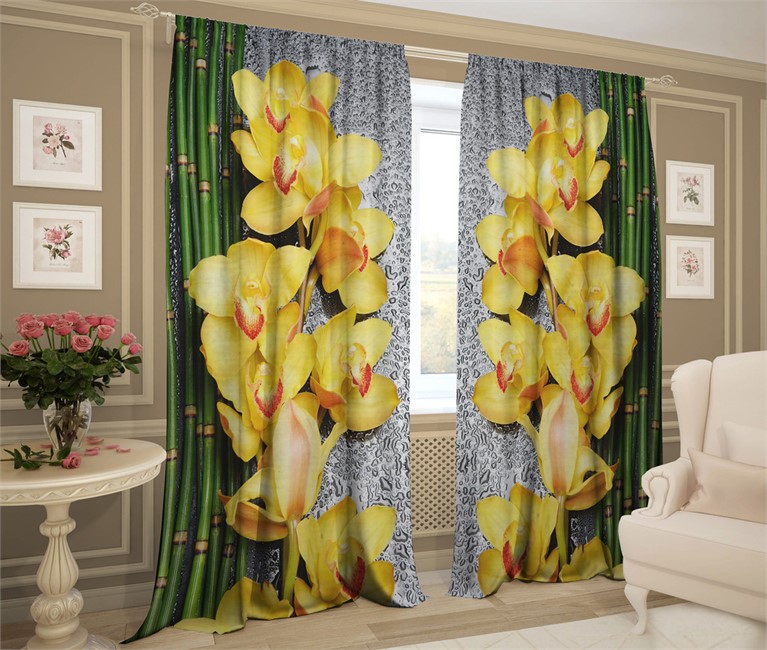 фотошторы "ЖЕЛТЫЕ ОРХИДЕИ" - фото 9327