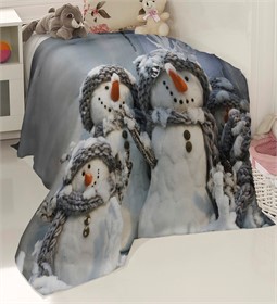 ПЛЕД ФЛИСОВЫЙ "СЕМЕЙКА СНЕГОВИКОВ" 