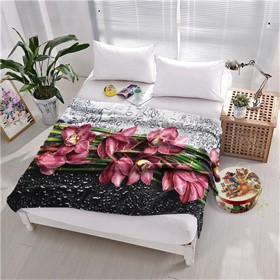 ПЛЕД ФЛИСОВЫЙ "ОРХИДЕЯ НА СТЕКЛЕ"