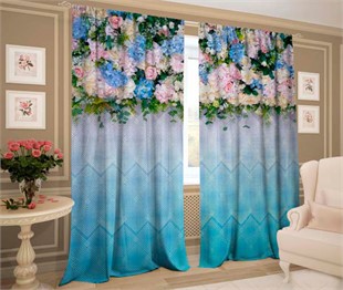 фотошторы "БОНЖУР ГОЛУБОЙ"  