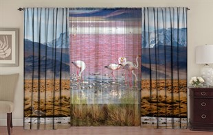 комплект "ЛАГУНА ФЛАМИНГО" фотошторы "ЛАГУНА" фототюль "ФЛАМИНГО"