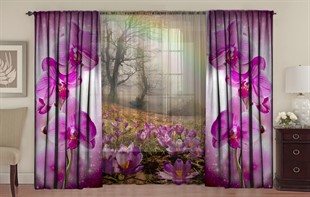 комплект "СИРЕНЕВАЯ ПЕЛЕНА" фотошторы "СИРЕНЕВЫЕ" фототюль "ПЕЛЕНА"